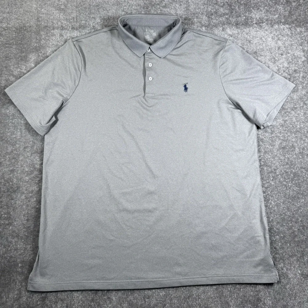 Polo Ralph Lauren Shirt Men's XL Gray Performance Short Sleeve Lightweight Golf